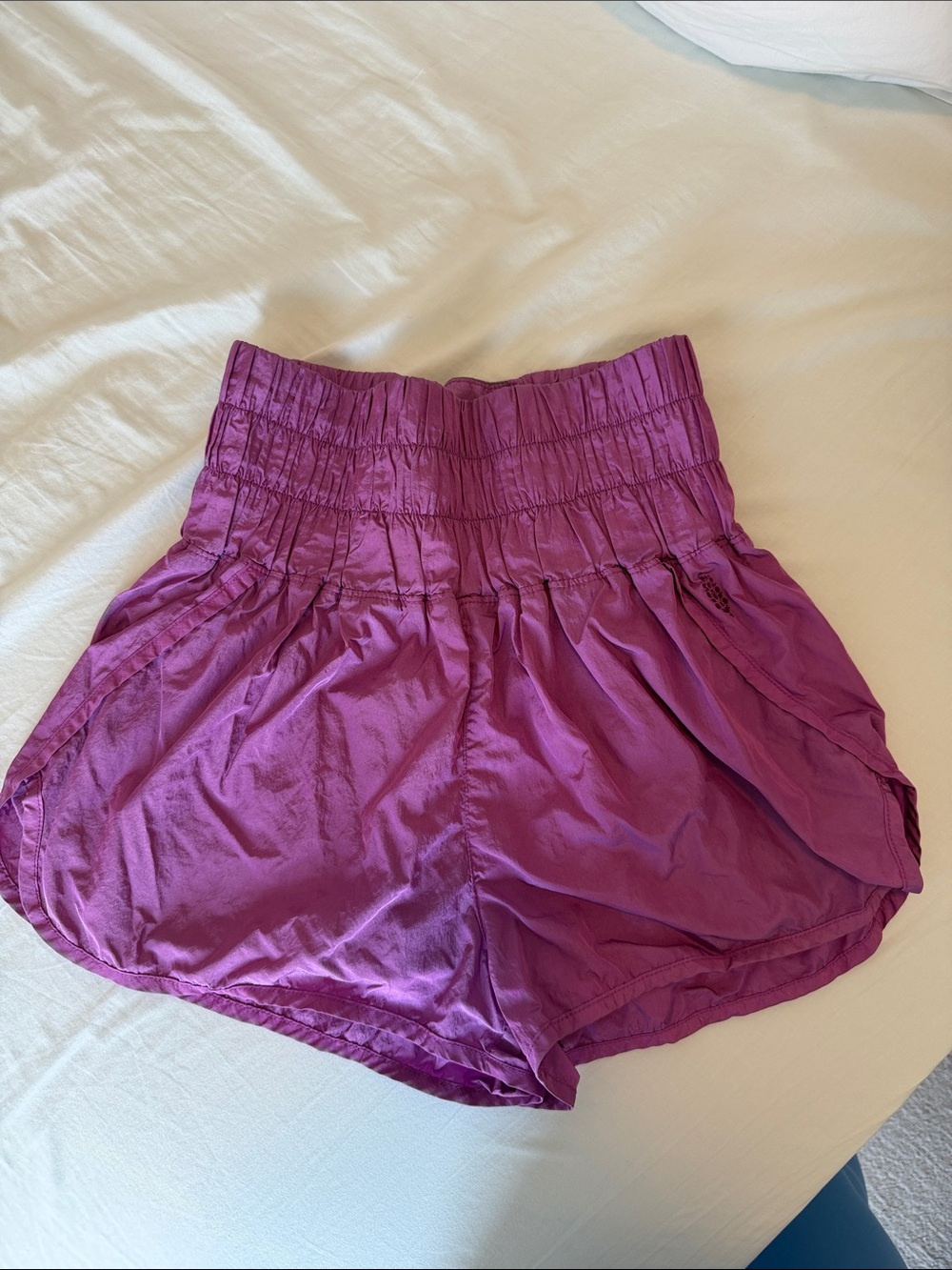 FP Movement by Free People High-Waist Smocked Magenta Athletic Shorts